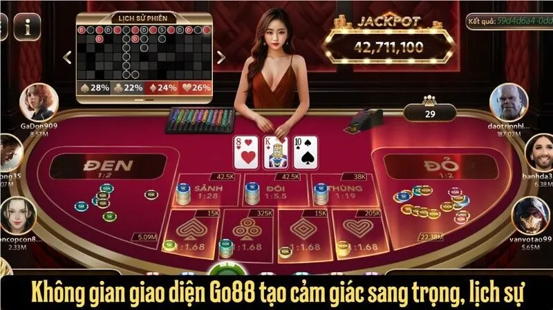 Không gian giao diện Go88 tạo cảm giác sang trọng, lịch sự